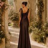 Vestido Longo Glamour Acetinado Off Shoulder
