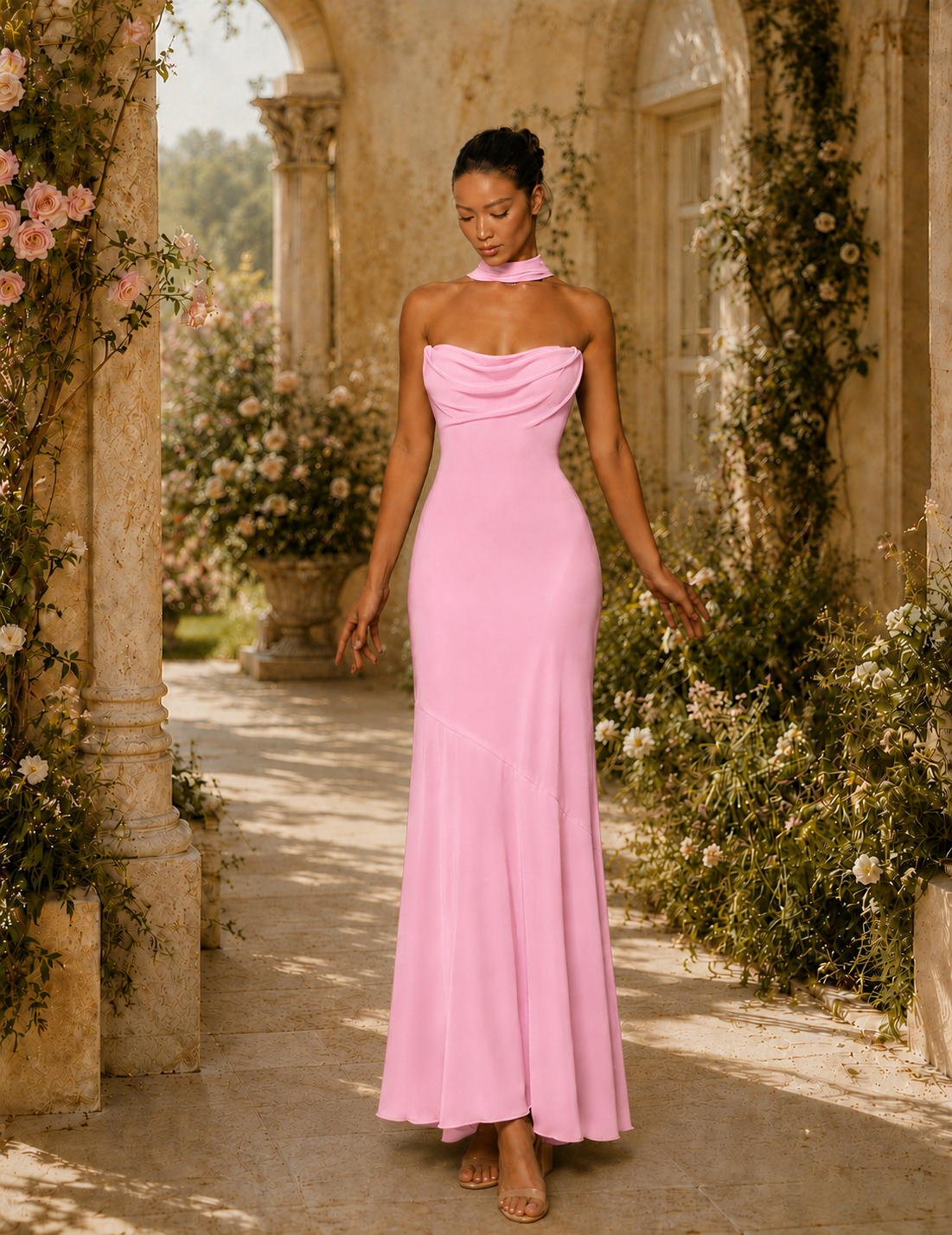 Vestido Longo Off Shoulder Com Fita
