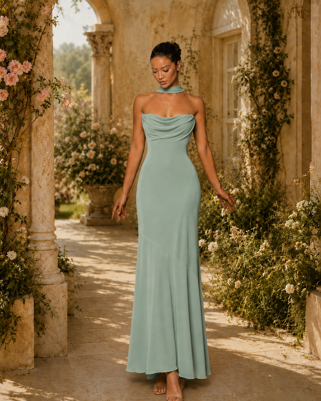 Vestido Longo Off Shoulder Com Fita