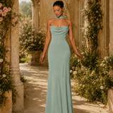 Vestido Longo Off Shoulder Com Fita