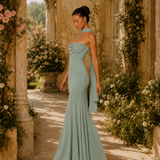 Vestido Longo Off Shoulder Com Fita