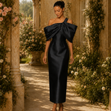 Vestido Longo Off Shoulder Laço Drapeado