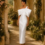Vestido Longo Off Shoulder Laço Drapeado