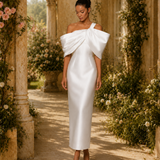 Vestido Longo Off Shoulder Laço Drapeado