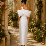 Vestido Longo Off Shoulder Laço Drapeado