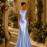 Vestido Longo Glamour Acetinado Premium Costas Abertas