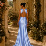 Vestido Longo Glamour Acetinado Premium Costas Abertas