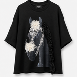 T-Shirt Ti.Amo Curta Estamapda Com Aplicação Tule