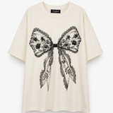 T-Shirt Ti.Amo Laço Com Pérolas Negras