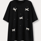 T-Shirt Ti.Amo Com Laços Aplicados
