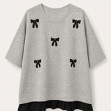 T-Shirt Ti.Amo Com Laços Guipura Aplicados