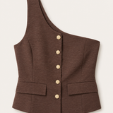Top Ti.Amo Mistura De Linho Off Shoulder Botões Dourados