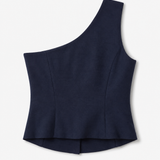 Top Ti.Amo Mistura De Linho Off Shoulder Botões Dourados