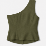 Top Ti.Amo Mistura De Linho Off Shoulder Botões Dourados