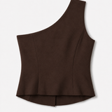 Top Ti.Amo Mistura De Linho Off Shoulder Botões Dourados