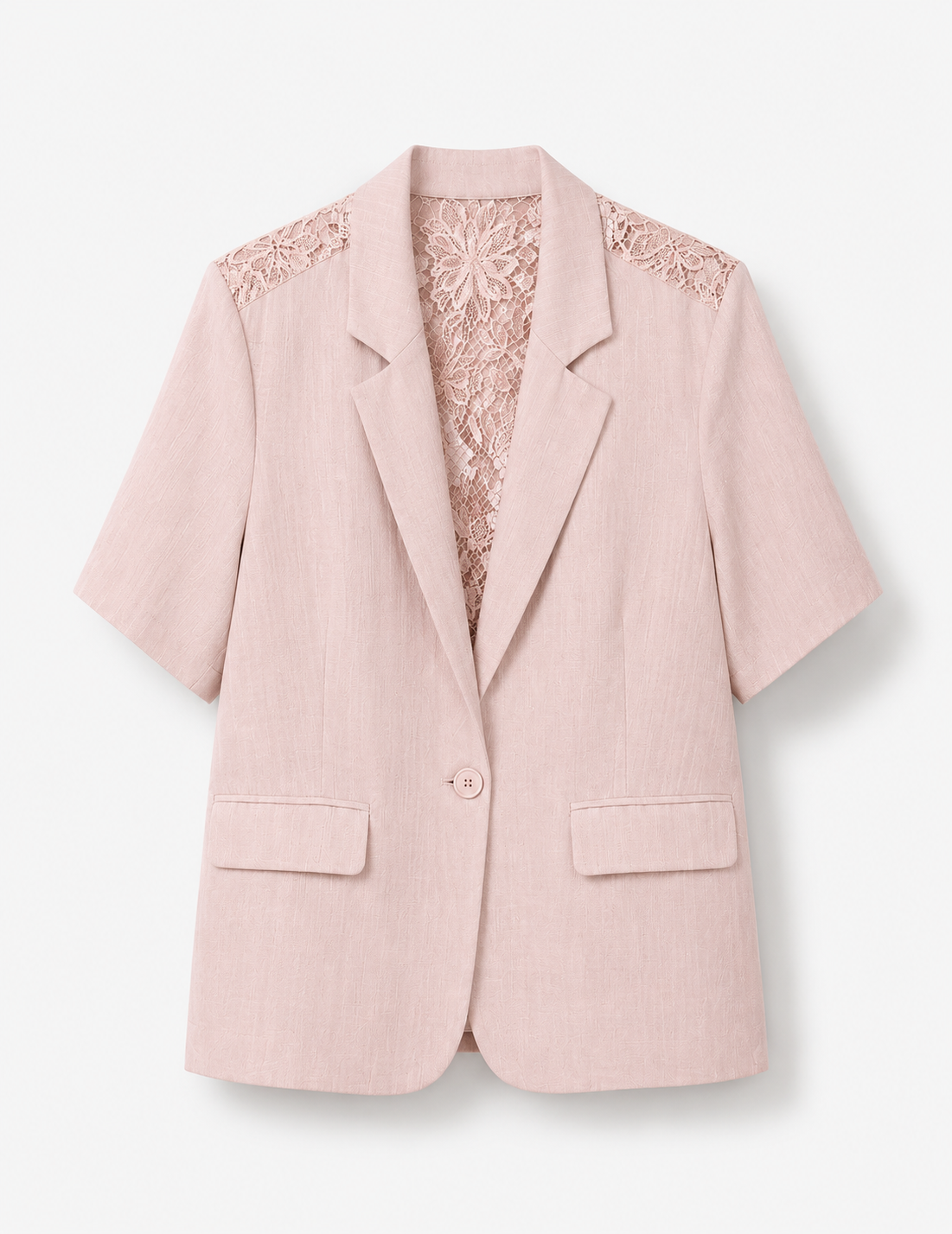 Blazer Ti.Amo Mistura De Linho Bordado Perfurado Nas Costas
