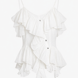 Top Ti.Amo Off Shoulder Folhos Drapeados
