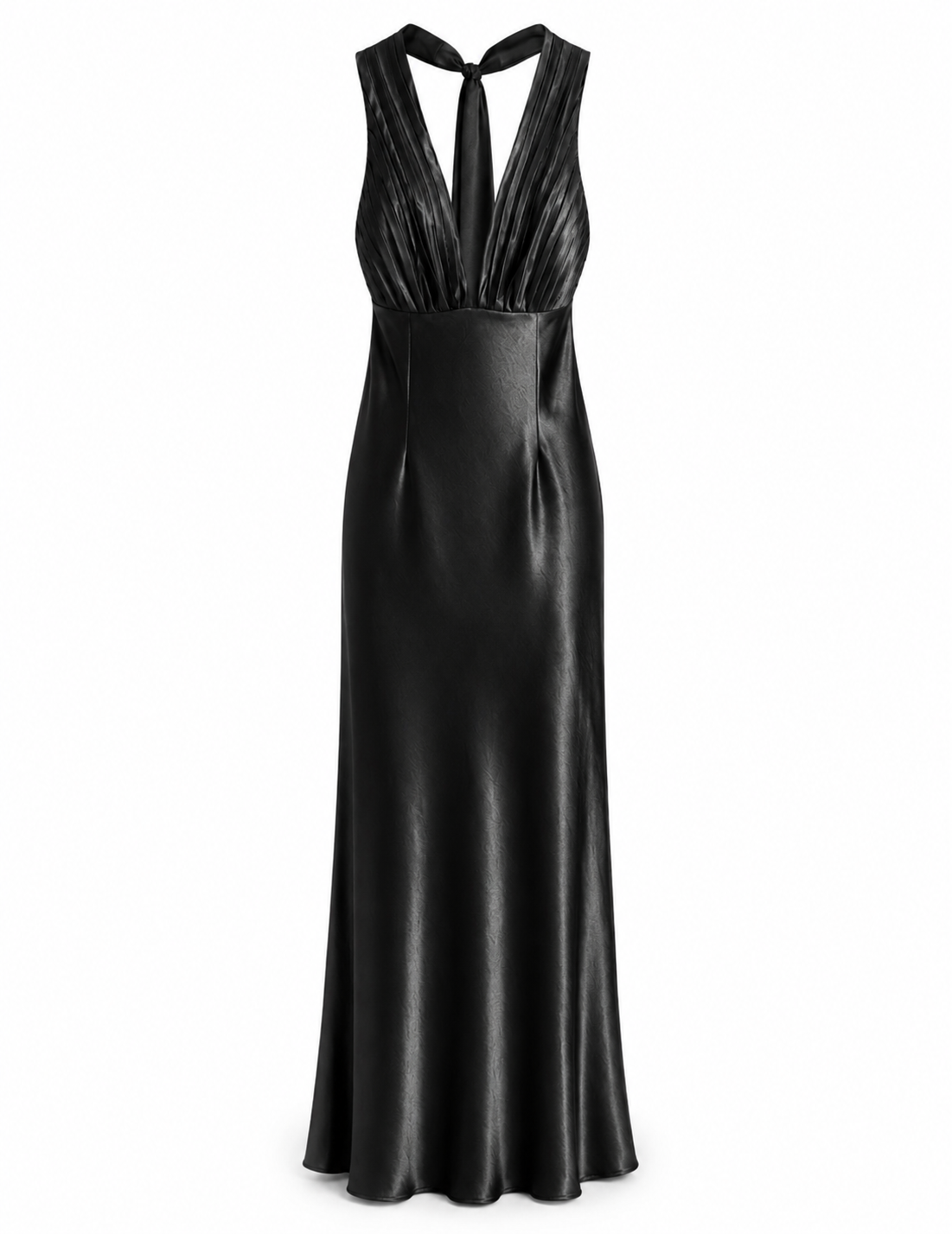 Vestido Longo Glamour Acetinado Decote Drapeado