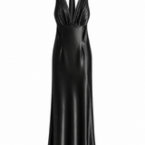 Vestido Longo Glamour Acetinado Decote Drapeado