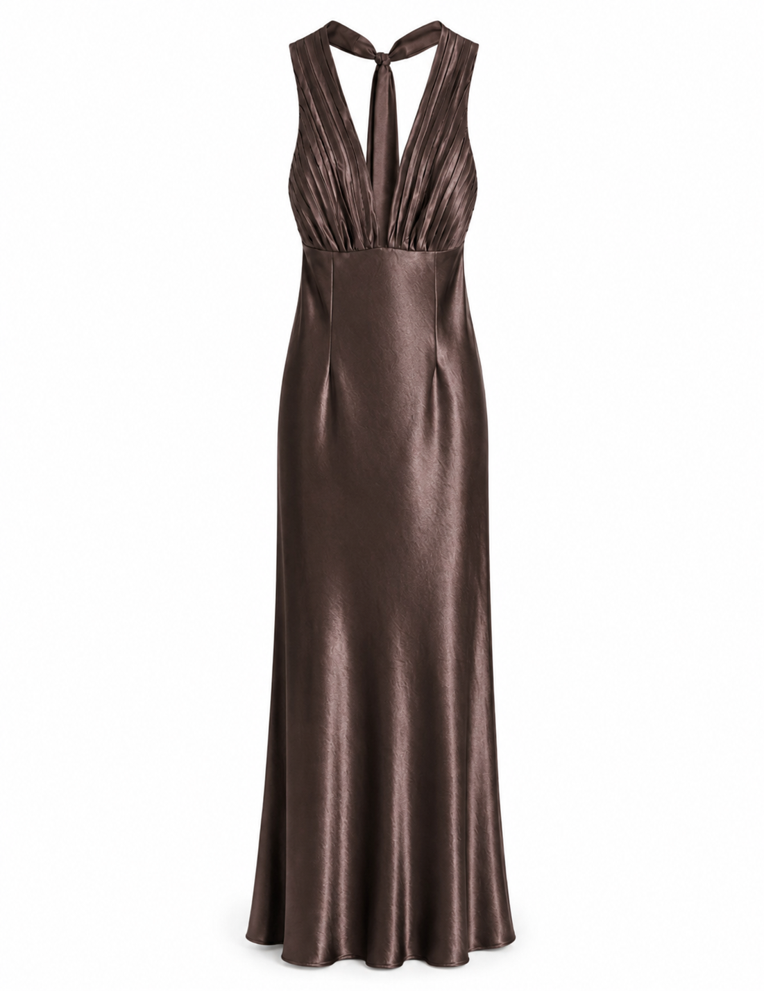 Vestido Longo Glamour Acetinado Decote Drapeado