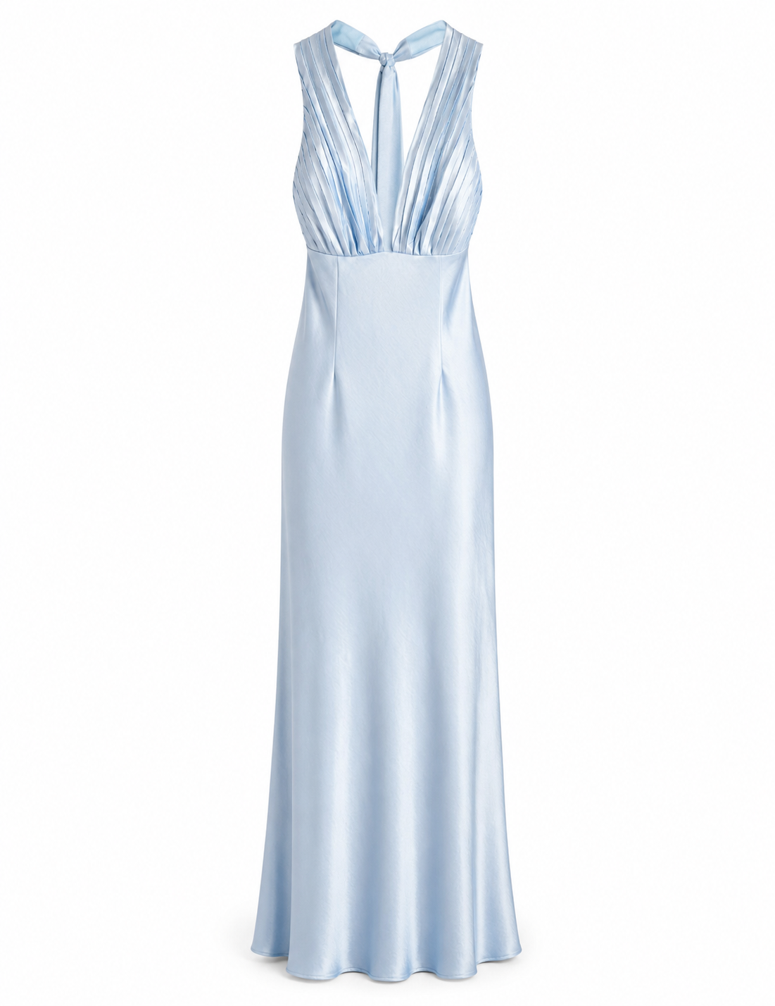 Vestido Longo Glamour Acetinado Decote Drapeado