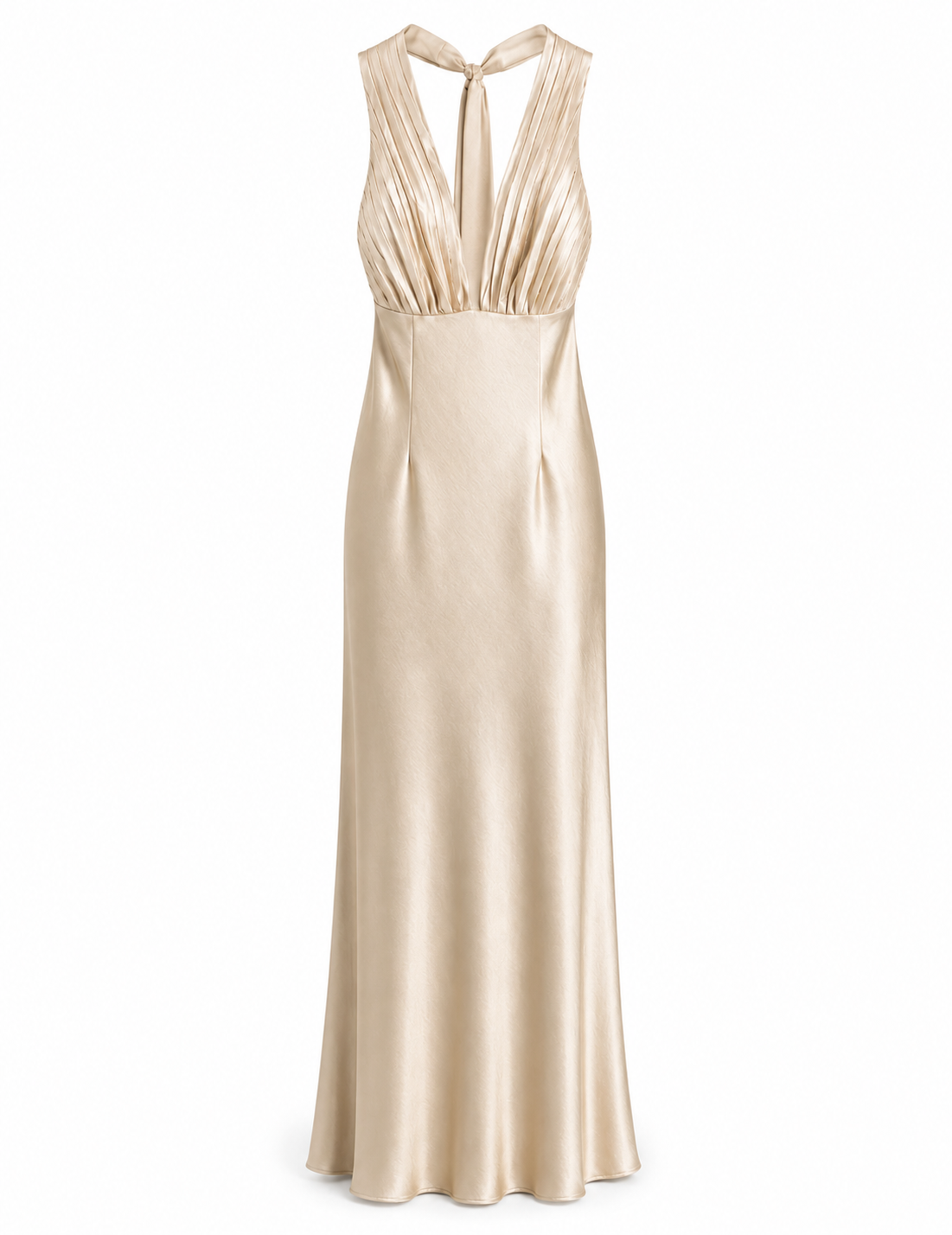 Vestido Longo Glamour Acetinado Decote Drapeado