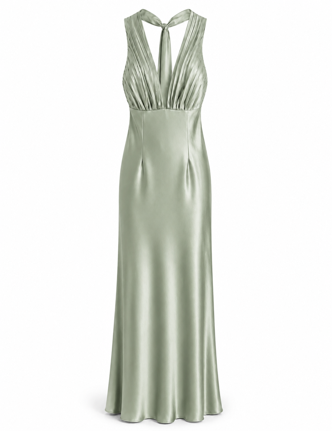 Vestido Longo Glamour Acetinado Decote Drapeado