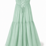 Vestido Longo Off Shoulder Decote Drapeado