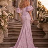 Vestido Glamour Longo Jacquard Mangas Balão