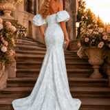 Vestido Glamour Longo Jacquard Mangas Balão