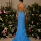 Vestido Longo Glamour Strass Bidimensional Com Abertura Lateral