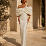 Vestido Longo Off Shoulder Laço Drapeado