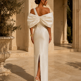 Vestido Longo Off Shoulder Laço Drapeado