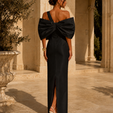 Vestido Longo Off Shoulder Laço Drapeado