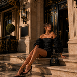 Vestido Curto Off Shoulder Mútiplos Drapeados