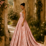 Vestido Longo Glamour Jacquard Com Padrão