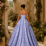 Vestido Longo Glamour Jacquard Com Padrão