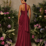 Vestido Ti.Amo Longo Decote Drapeado & Drapeados Volumosos