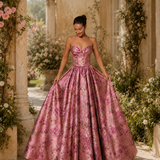 Vestido Longo Glamour Jacquard Decote Drapeado