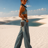 Calça Ti.Amo De Ganga Bolsos Efeito Pele