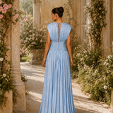 Vestido Longo Glamour Cruzado Plissado