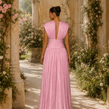 Vestido Longo Glamour Cruzado Plissado