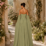 Vestido Longo Glamour Drapeado Com Folhos