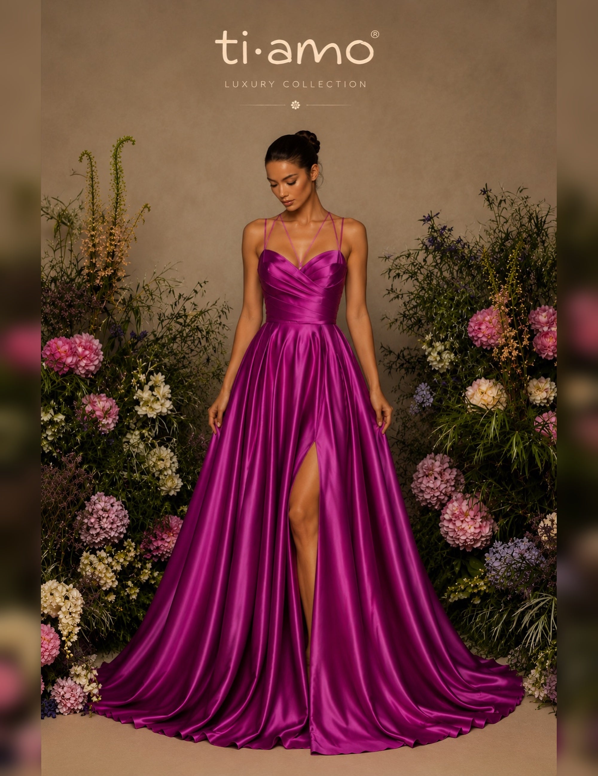 Vestido Longo Efeito Folhos Abertura Lateral