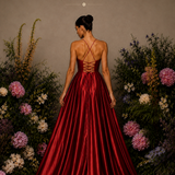 Vestido Longo Efeito Folhos Abertura Lateral
