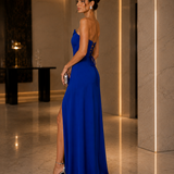 Vestido Glamour Acetinado Decote Drapeado