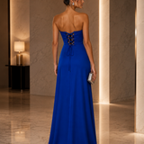 Vestido Glamour Acetinado Decote Drapeado