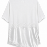 T-Shirt Ti.Amo Com Mistura De Seda Efeito Top Incorpado Guipura