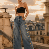 Calça Ti.Amo De Ganga Aplicação De Botões Dourados