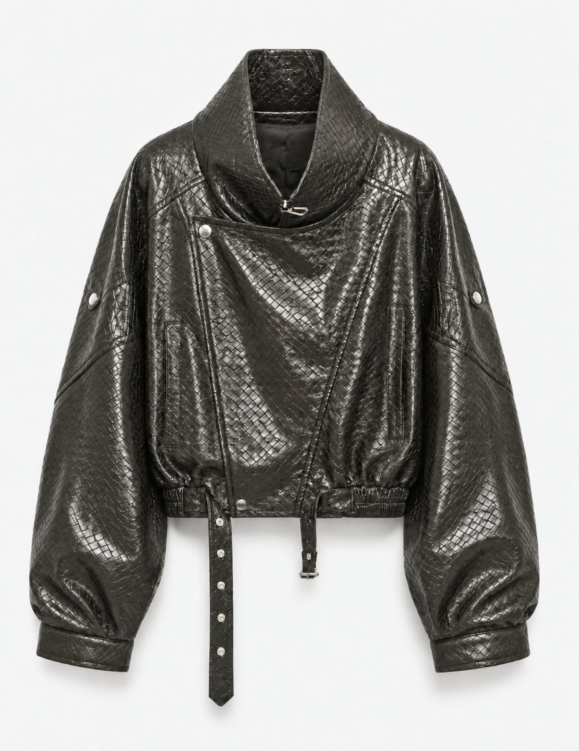 Biker Ti.Amo Cropped De Pele Sintética Efeito Crocodilo
